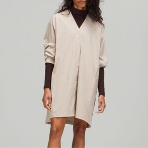 Lululemon WovenAir Button Front Dress - Raw Linen size 10‎ EUC